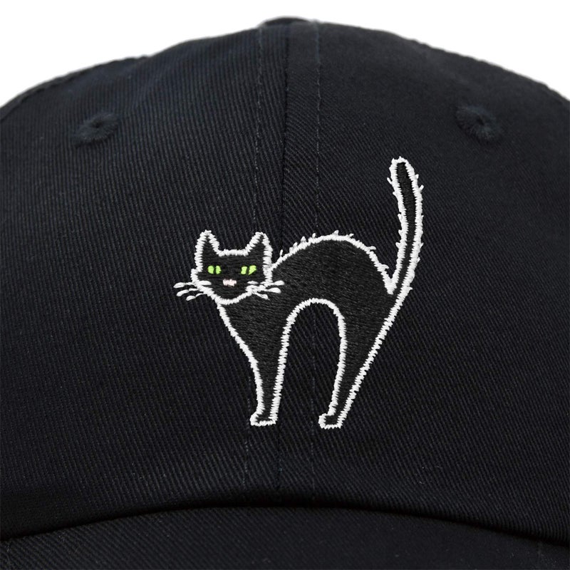 DALIX Black Cat Hat Womens Halloween Baseball Cap Black - Image 2